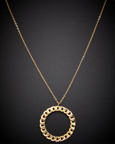 Italian Gold 14k  Curb Link Circle Pendant Necklace