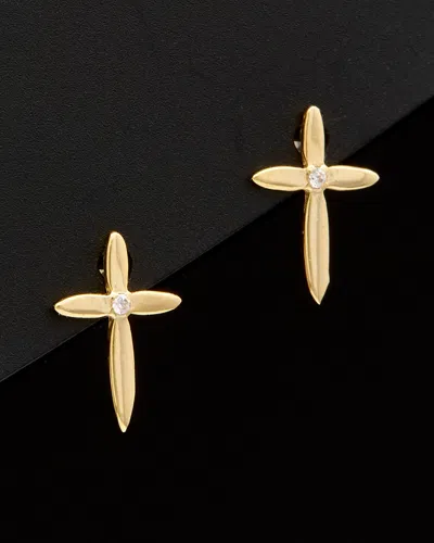 Italian Gold Cz Cross Studs