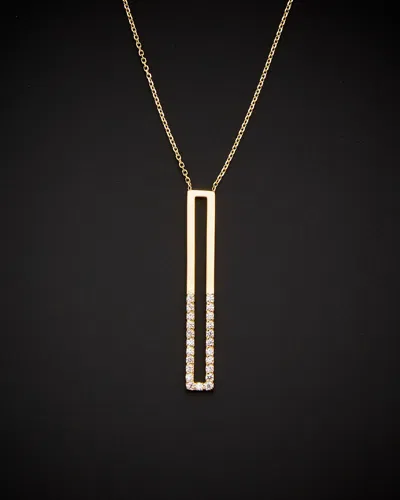 Italian Gold Cz Vertical Bar Necklace