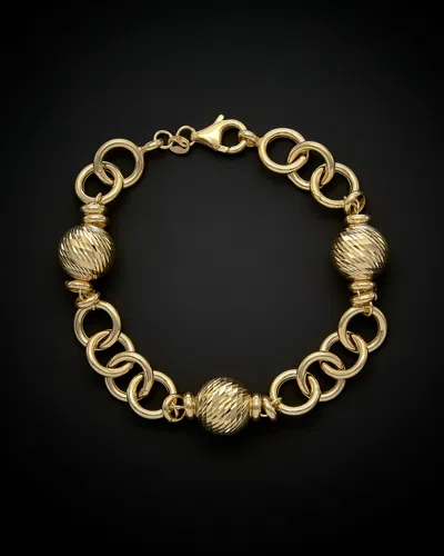 Italian Gold Diamond Cut Ball Station Bracelet