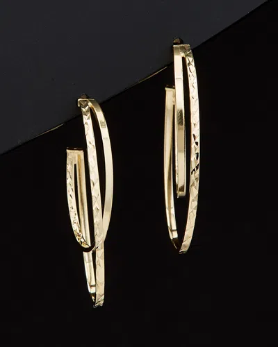 Italian Gold Diamond Cut Graduated Oval Double Open Hoops