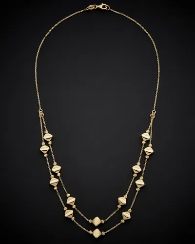 Italian Gold Diamond Shape Bead Layer Necklace