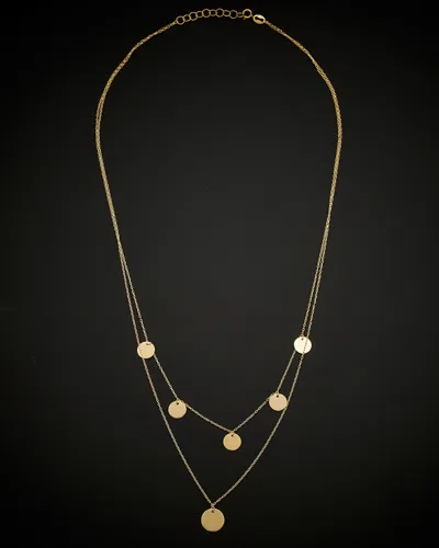 Italian Gold Disc Station Adjustable Layered Necklace