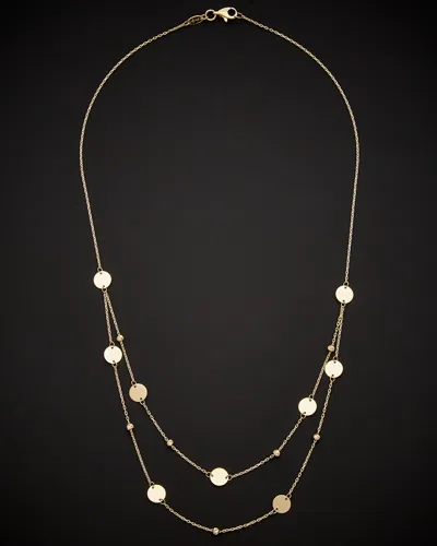 Italian Gold Disc Station Layered Necklace