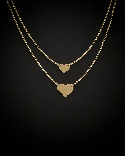 Italian Gold Double Layer Heart Adjustable Necklace In Gold