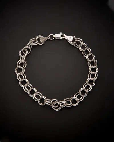 Italian Gold Classic Lite Round Double Link Charm Bracelet In Metallic