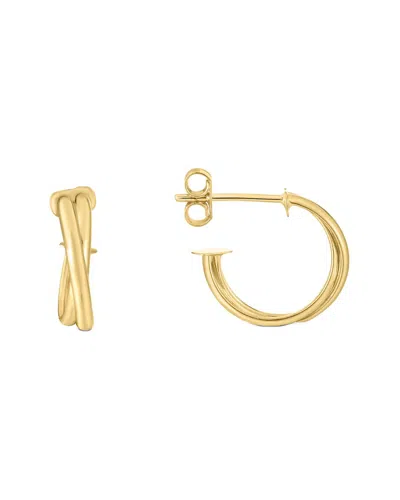 Italian Gold 14kt Gold Yellow Polished Double Row Hoop Earring