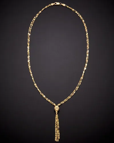 Italian Gold Double Strand Lariat Necklace