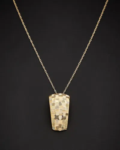 Italian Gold Etched Pendant Necklace