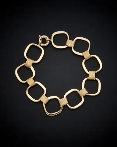 Italian Gold Fancy Square Link Bracelet In Gold