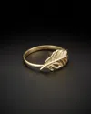 Italian Gold Feather Ring In Multi