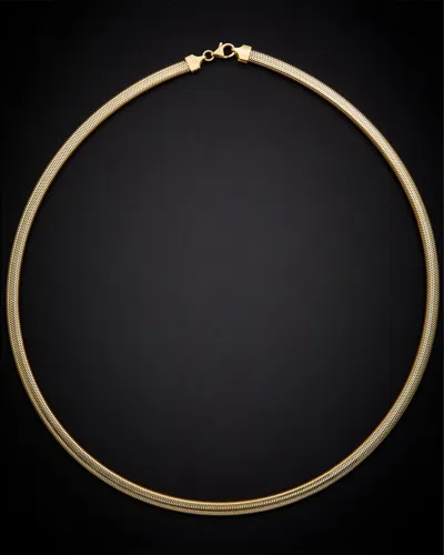 Italian Gold 14k  Flat Mesh Necklace In Gray