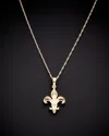 Italian Gold Fleur De Lis Pendant Necklace