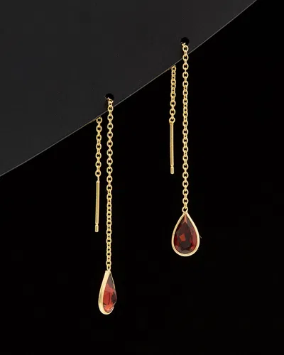 Italian Gold Garnet Threader Earrings