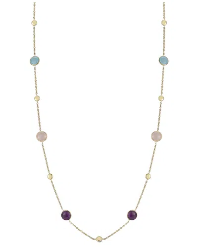 Italian Gold 14k  Gemstone Station Necklace