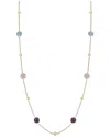 Italian Gold 14k  Gemstone Station Necklace