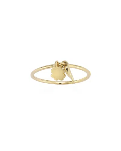 Italian Gold 14k  Good Luck Horn & Clover Ring