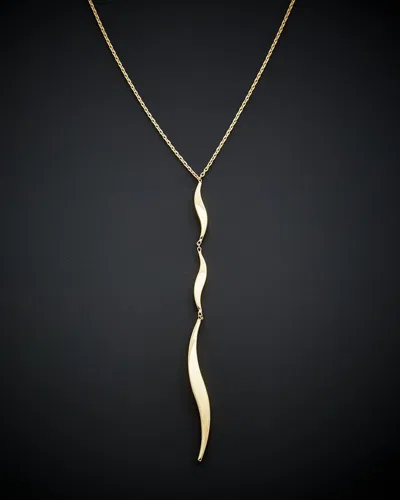 Italian Gold Graduated Wave Drop Necklace