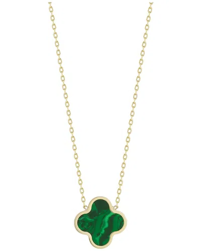 Italian Gold Green Malachite Clover Necklace