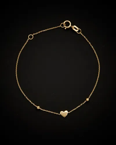 Italian Gold Heart Beaded Adjustable Baby Bracelet