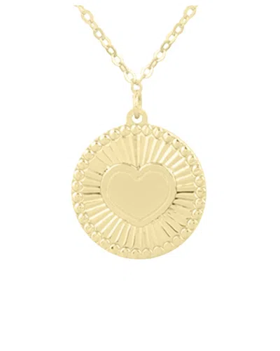Italian Gold 14k  Heart Disc Necklace