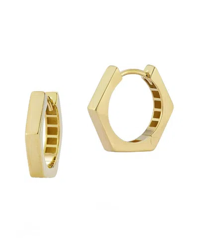 Italian Gold 14k  Hexagon Huggie Earrings