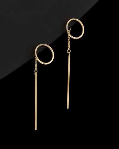 Italian Gold 14k  Hoop & Bar Front-back Dangle Earrings