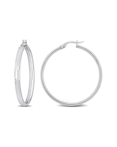 Italian Gold 14k  Hoops In White