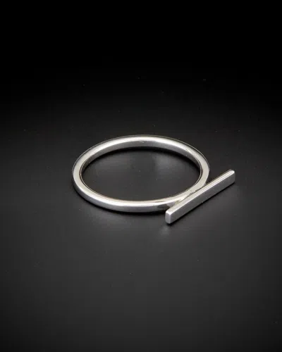 Italian Gold Horizontal Bar Ring In Metallic