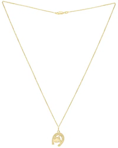 Italian Gold 14k  Horsheshoe Necklace In Gray