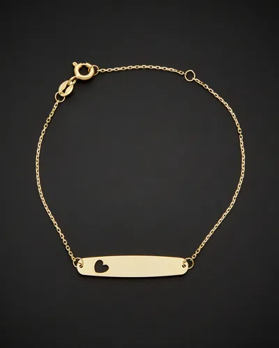 Italian Gold Id With Heart Adjustable Length Bracelet