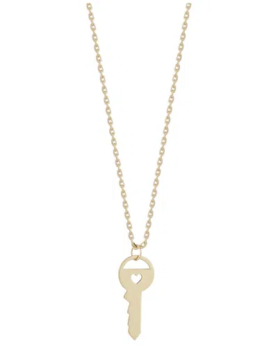 Italian Gold 14k  Key Heart Pendant Necklace