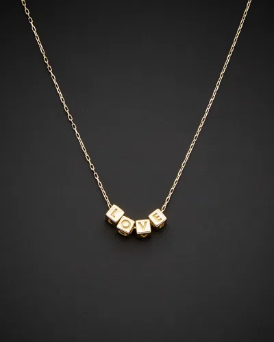 Italian Gold Love Cube Adjustable Length Necklace