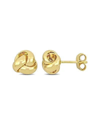 Italian Gold 14k  Love Knot Earrings In Burgundy