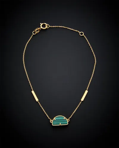 Italian Gold Malachite Adjustable Bracelet