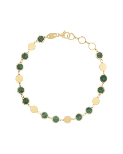 Italian Gold 14k  Malachite Disc Bracelet