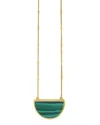 Italian Gold 14k  Malachite Half Moon Necklace