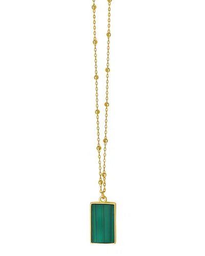 Italian Gold 14k  Malachite Necklace In Green