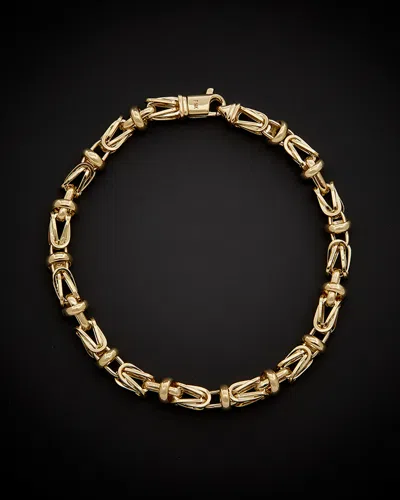 Italian Gold 14k  Men's Fancy Square Byzantine Bracelet