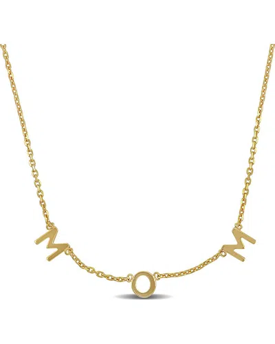Italian Gold 14k  Mom Charm Necklace In Gray