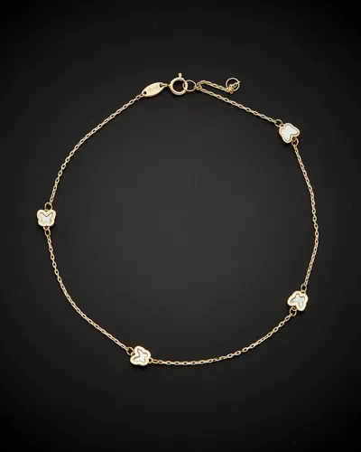 Italian Gold Mother-of-pearl Butterfly Station Adjustable Length Anklet