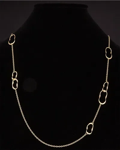 Italian Gold Oblong Station Necklace