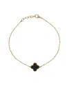 Italian Gold 14k  Onyx Clover Bracelet
