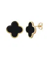 Italian Gold 14k Yg Larger Clover Stud Earrings-onyx