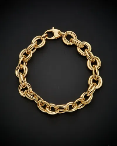 Italian Gold 14k  Oval & Round Link Bracelet In Multi