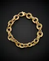 Italian Gold 14k  Oval & Round Link Bracelet In Multi