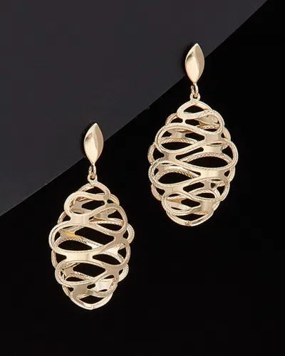 Italian Gold Oval Fancy Swirl Drop Earrings