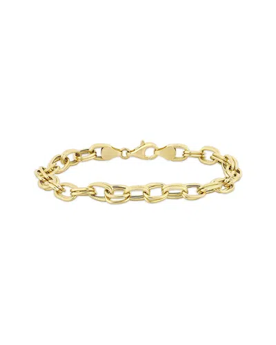 Italian Gold 14k  Oval Link Chain Bracelet In Brown