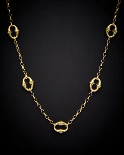 Italian Gold 14k  Oval Station Necklace