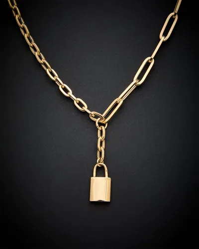 Italian Gold Padlock Charm Necklace